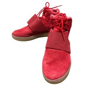 Adidas Ortholite Tubular Invader Strap Red Suede High‎ Top Sneakers US6